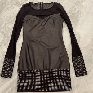 Black BEBE studded mini dress - size small